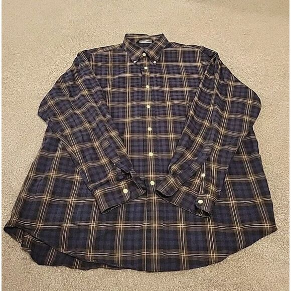 NAUTICA PLAID LARGE BROWN‎ BLUE CREAM LOGO LONG SLEEVE FALL. COLORS - Picture 1 of 10
